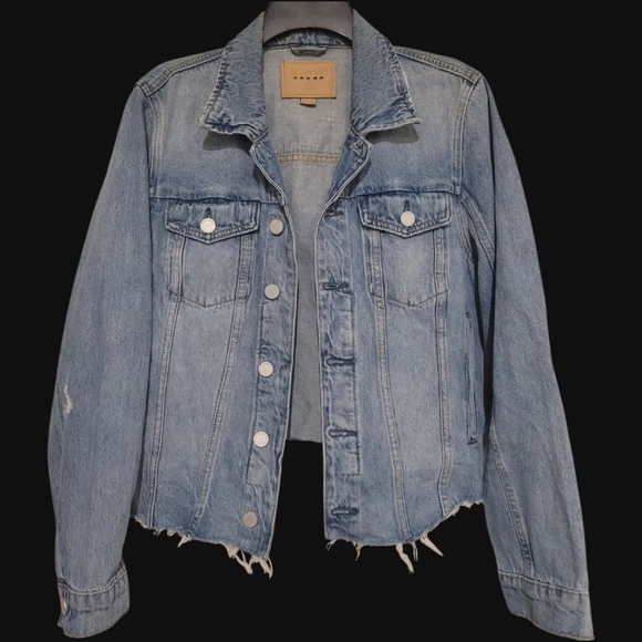 Blank NYC Jackets & Blazers - BlankNYC Denim Jacket Womens XL Blue Raw Hem Biker Distressed Urban Like New